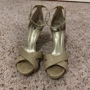 Gold Glitter Platform Heels